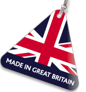 Label with union jack and 'made in great britain'